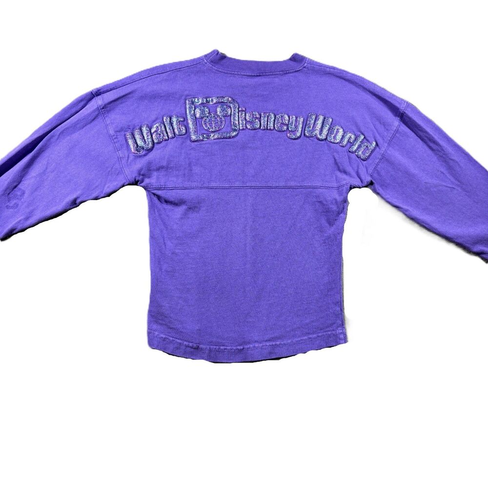Disney Parks Girl Spirit Jersey Shirt Disney World Glitter USA Purple XS L148